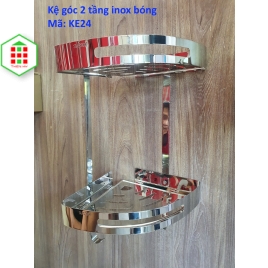 KỆ GÓC 2 TẦNG INOX BÓNG KE24